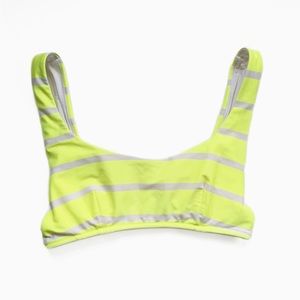 Aerie Neon Stripe Wide Strap Scoop Bikini Top